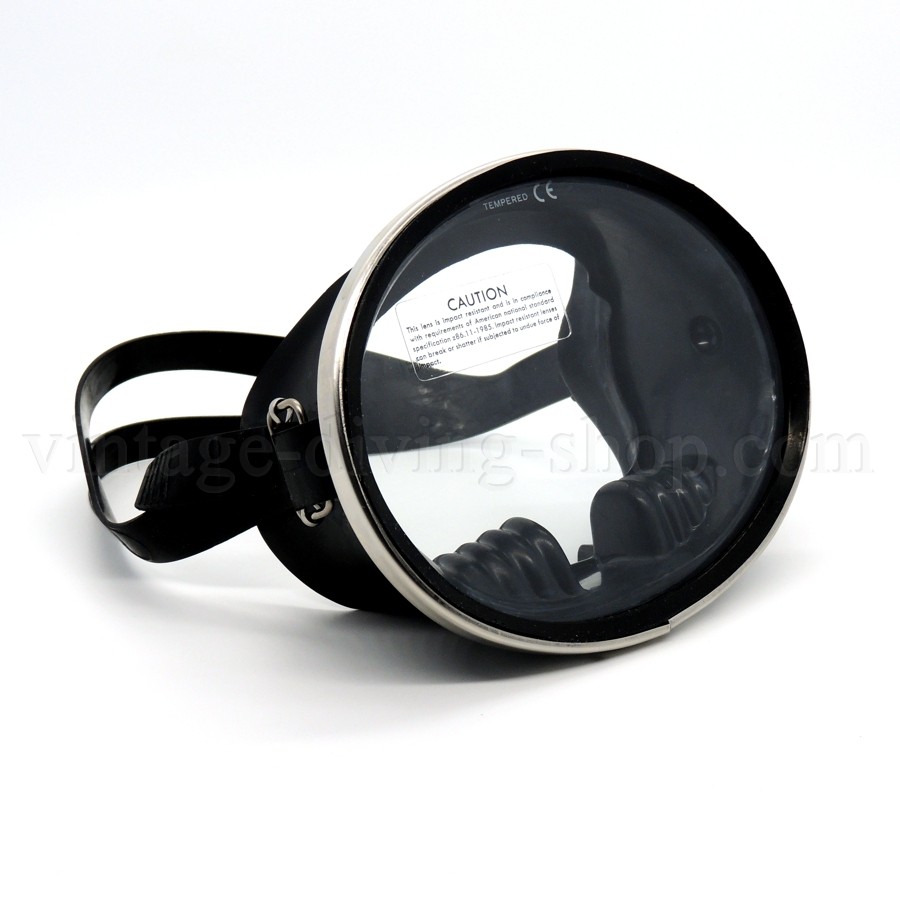 Classic Oval Einglas Retro Taucher-Maske Scuba Taucherbrille aus schwarzem Gummi NEU